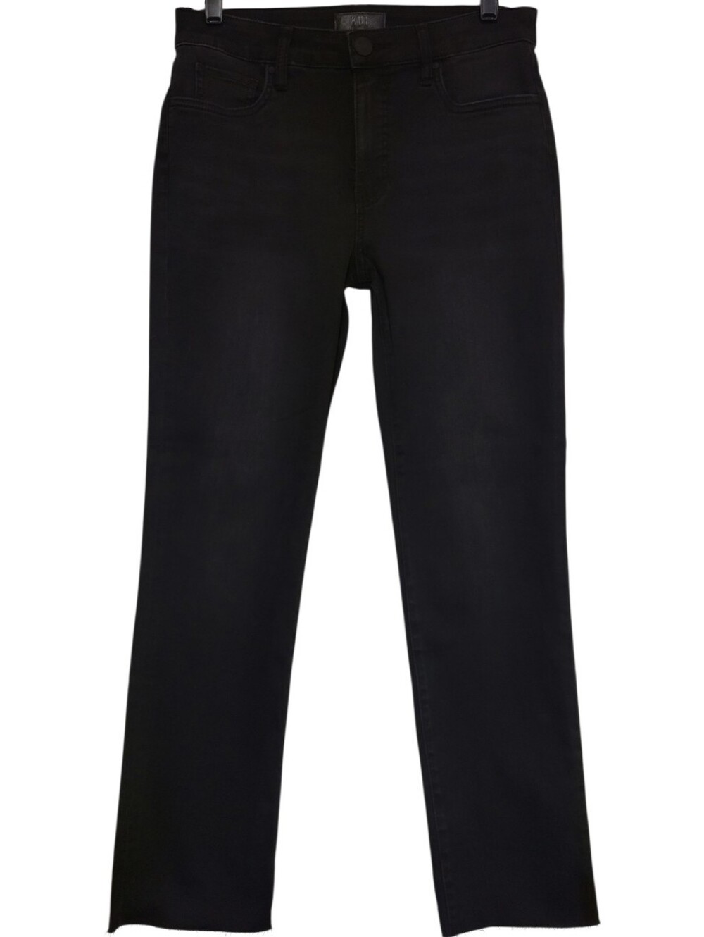 Kut from the Kloth Reese FAB AB Ankle Straight Jeans Black Raw Hem Size 6 29W